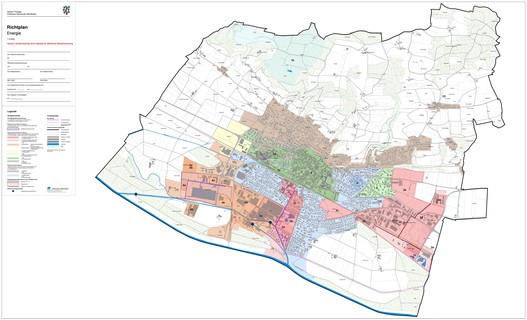 Topographische Karte, welche die Energierichtplanung in Weinfelden darstellt.